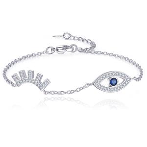 LGT JWLS Zilverkleurige dames armband met Evil Eye en Steentjes