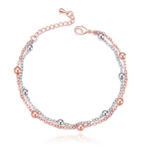 LGT JWLS Rose en Zilverkleurige Schakelarmband met Bedels Verstelbaar