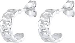Elli, Ohrringe Mini Creolen Stecker Panzer Look 925 Silber in silber, Schmuck für Damen