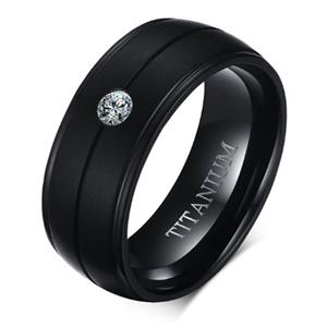 Mendes herenring Titanium Black Zircon-21mm