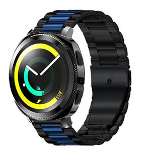 Strap-it Samsung Gear Sport stalen band (zwart/blauw)