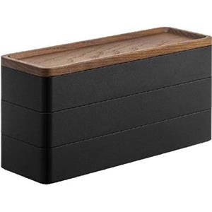 Yamazaki 3-Tiered slim accessory case with lid - Rin - Black