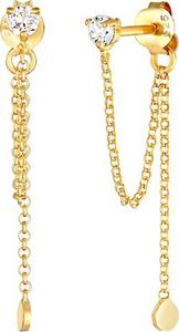 Elli, Ohrringe Stecker Kette Rund Kristalle Silber in gold, Schmuck für Damen