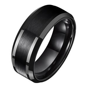 Mendes Wolfraam heren ring zwart gebostelde streep 8mm-21mm