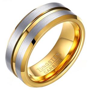 Mendes Heren ring Wolfraam Verguld Zilver Goud 8mm-21.5mm