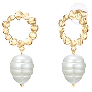 Lulu & Jane, Ohrhänger Gelbgold Muschelkernperle Weiß in gold, Schmuck für Damen