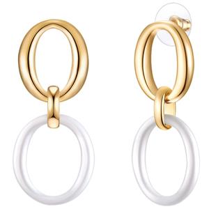 Lulu & Jane, Ohrhänger Gelbgold Weiß in gold, Schmuck für Damen