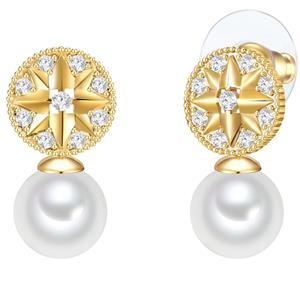 Lulu & Jane, Ohrstecker Gelbgold Synthetische Perle Weiß Glas Weiß in gold, Schmuck für Damen