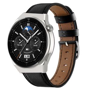 Strap-it Huawei Watch GT 3 Pro 46mm bandje leer (strak-zwart)