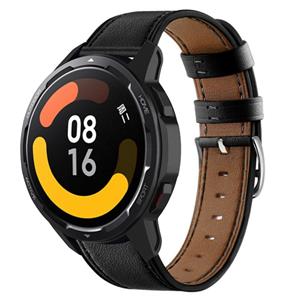 Strap-it Xiaomi Watch S1 bandje leer (strak-zwart)