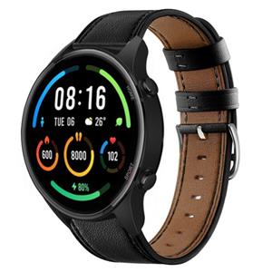 Strap-it Xiaomi Mi Watch bandje leer (strak-zwart)