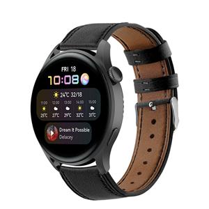 Strap-it Huawei Watch 3 (Pro) bandje leer (strak-zwart)