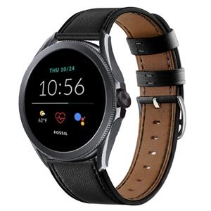 Strap-it Fossil Gen 5e - 44mm bandje leer (strak-zwart)