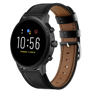 Strap-it Fossil Gen 5 bandje leer (strak-zwart)