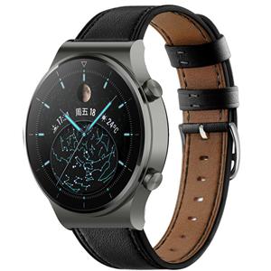 Strap-it Huawei Watch GT 2 Pro leren band (strak-zwart)