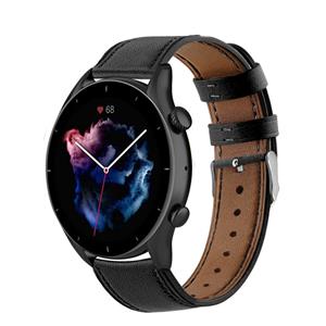 Strap-it Amazfit GTR 3 (Pro) leren band (strak-zwart)