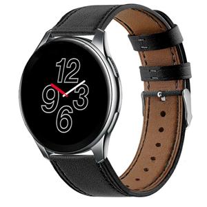 Strap-it OnePlus Watch leren bandje (strak-zwart)