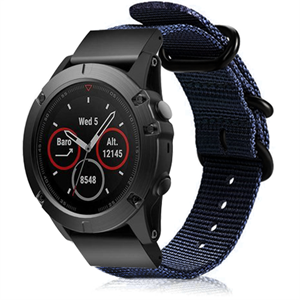 Strap-it Garmin Fenix 5 / 6 nylon gesp band (blauw)