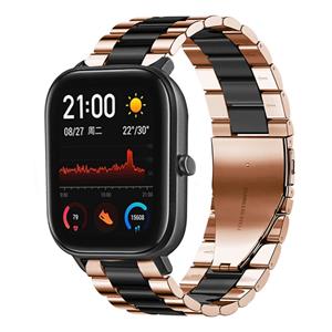 Strap-it Xiaomi Amazfit GTS stalen band (roségoud/zwart)