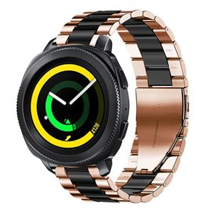 Strap-it Samsung Gear Sport stalen band (roségoud/zwart)