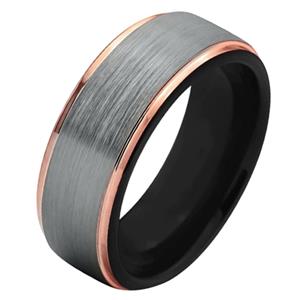 Mendes heren ring Wolfraam Zilver Zwart goud 8mm-21mm