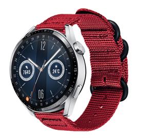 Strap-it Huawei Watch GT 3 46mm nylon gesp band (rood)