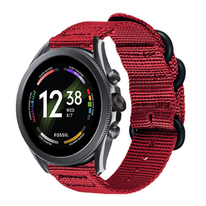 Strap-it Fossil Gen 6 - 44mm nylon gesp band (rood)