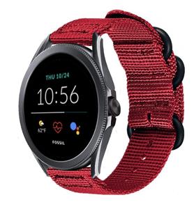 Strap-it Fossil Gen 5e - 44mm nylon gesp band (rood)