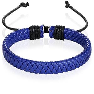 LGT JWLS Leren armband Heren Blauw Verstelbaar Gevlochten leer