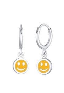 Elli Kinderen Creools met Happy Face Emaille Blauw in 925 Sterling Zilver