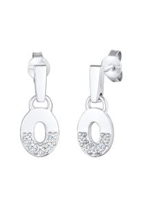 Elli DIAMONDS Oorbellen Dames Oor hanger rond geo met diamant (0.15 ct.) in 925 sterling zilver