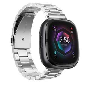Strap-it Fitbit Sense 2 stalen bandje (zilver)