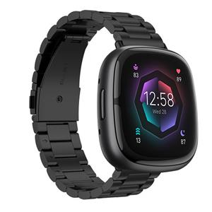 Strap-it Fitbit Sense 2 stalen bandje (zwart)