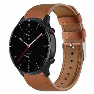 Strap-it Amazfit GTR 2 leren bandje (strak bruin)