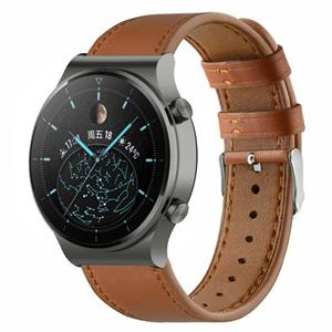 Strap-it Huawei Watch GT 2 Pro leren bandje (strak bruin)