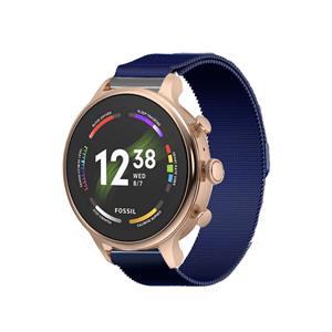Strap-it Fossil Gen 6 42mm Milanese band blauw