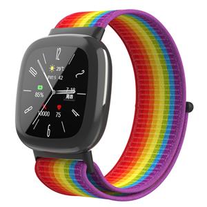 Strap-it Fitbit Sense 2 nylon bandje (regenboog)