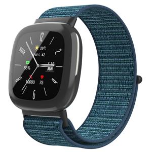 Strap-it Fitbit Versa 4 nylon bandje (dark mist grey)