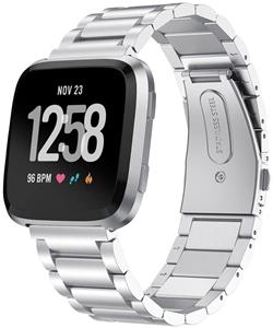 Strap-it Fitbit Versa stalen bandje (zilver)