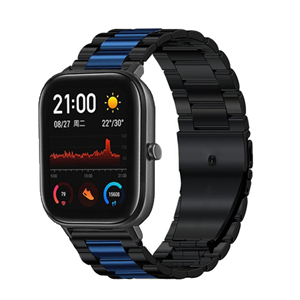 Strap-it Xiaomi Amazfit GTS stalen band (zwart/blauw)