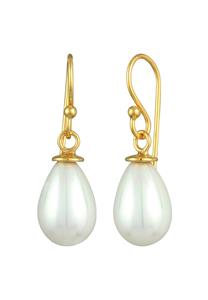 Nenalina Dames Oor hanger ovaal klassiek met schelpkern parel in 925 sterling zilver