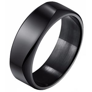 Mendes Zwarte  heren ring gepolijst Staal-21mm