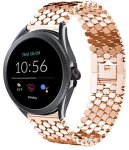 Strap-it Fossil Gen 5e 44mm stalen vis band (rosé goud)