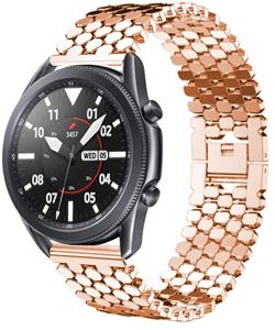 Strap-it Samsung Galaxy Watch 3 45mm stalen vis band (rosé goud)