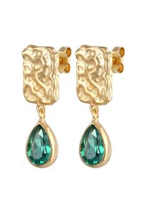 Elli PREMIUM Elli PREMIUM Oorbellen Dames druppel Organiek ontwerp met kwarts edelsteen in 925 sterling zilver Verguld