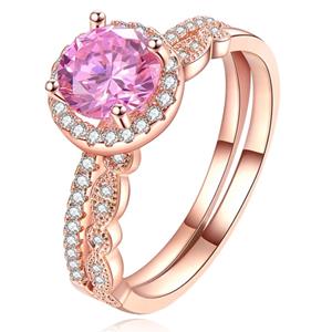 LGT JWLS Set van 2 Rose Vergulde Dames Ringen met Zirkonia-17mm