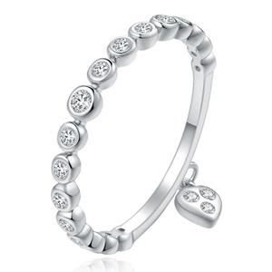 LGT JWLS Dames Ring Zilverkleurig Verzilverd Edelstaal met Zirkonia en Hartje -19mm
