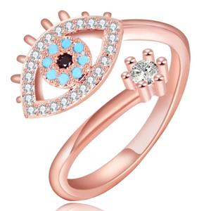 LGT JWLS Evil Eye dames Ring Edelstaal Rose kleurig Verstelbaar met Zirkonia