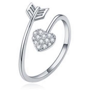 LGT JWLS Dames Ring Verzilverd van Edelstaal Zilverkleurig met Hart van Zirkonia