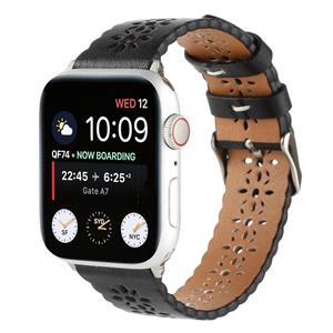 Strap-it Apple Watch leren bandje patroon (zwart)